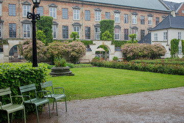The Royal library Garden in Copenhagen, Denmark. Famous park in city center in spring during the...