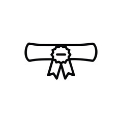 Outline a rolled certificate with a ribbon scroll award
