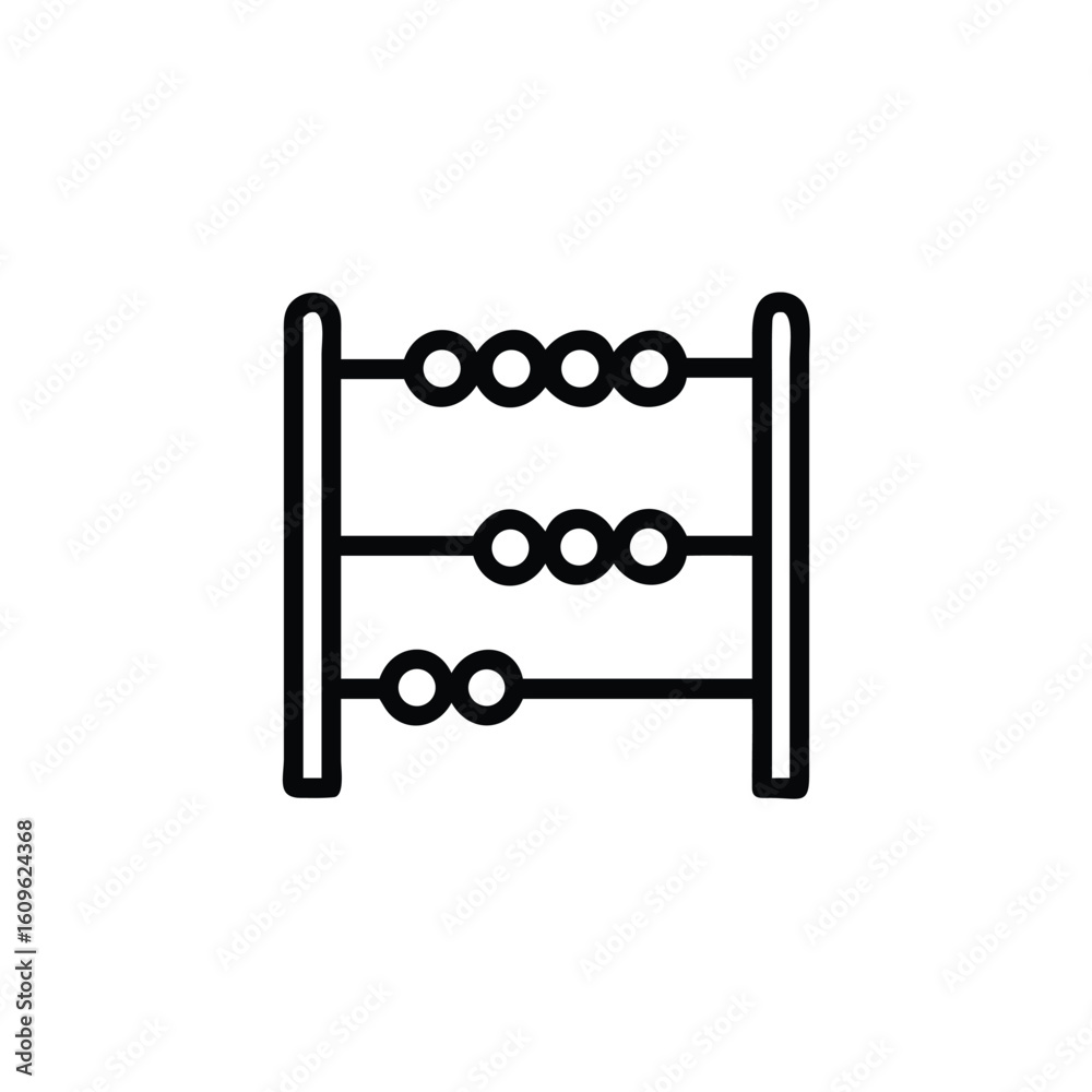 Poster outline an abacus with three rows beads on counting calculation