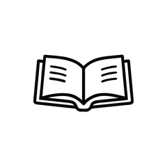 Outline an open book with pages text lines reading knowledge