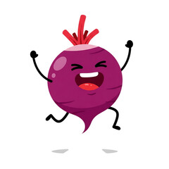 Obraz premium Cheerful Cartoon of a Purple Beetroot Character on transparent background