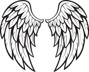 Minimalist Angel Wings Line Art Illustration