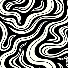 Fototapeta premium Abstract Black and White Wavy Design