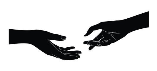 Fototapeta premium Helping Hands Silhouette – Support and Connection Vector