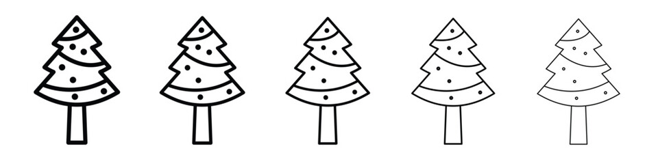 Christmas tree icon. Thin line icons collection for web ui.