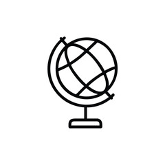 Outline globe on stand icon isolated on world earth