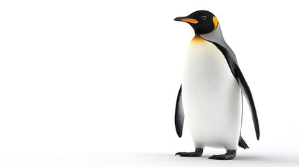 Fototapeta premium A striking photo of a majestic king penguin standing confidently against a bright white background