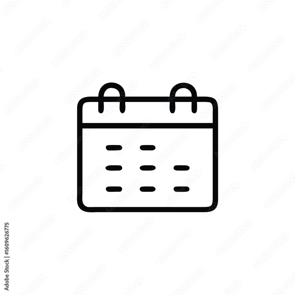 Poster outline icon a calendar with spiral binding rows dots vector