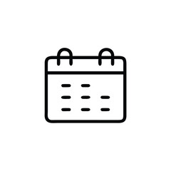 Outline icon a calendar with spiral binding rows dots vector