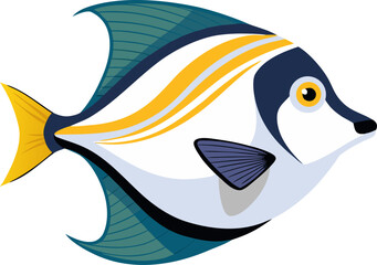 White Surgeonfish fish  on blue background