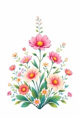 Fototapeta premium Vibrant pink roses and assorted blossoms form a beautiful floral bouquet, perfect for summer or spring nature-inspired designs