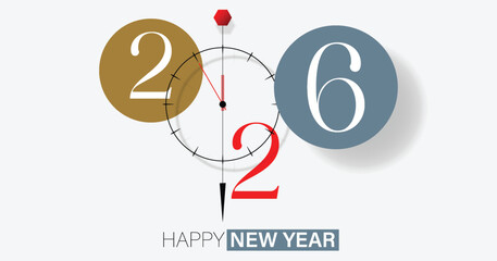 Happy New Year 2026 Clock Celebration