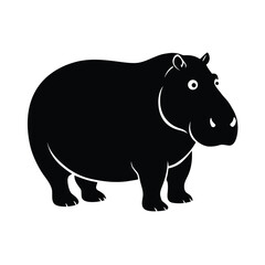 Obraz premium Majestic hippopotamus silhouette a powerful african wildlife animal isolated on white background