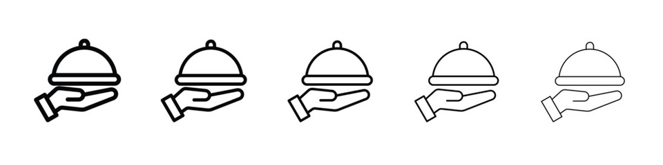 Hand holding tray icon. Thin line icons collection for web ui.