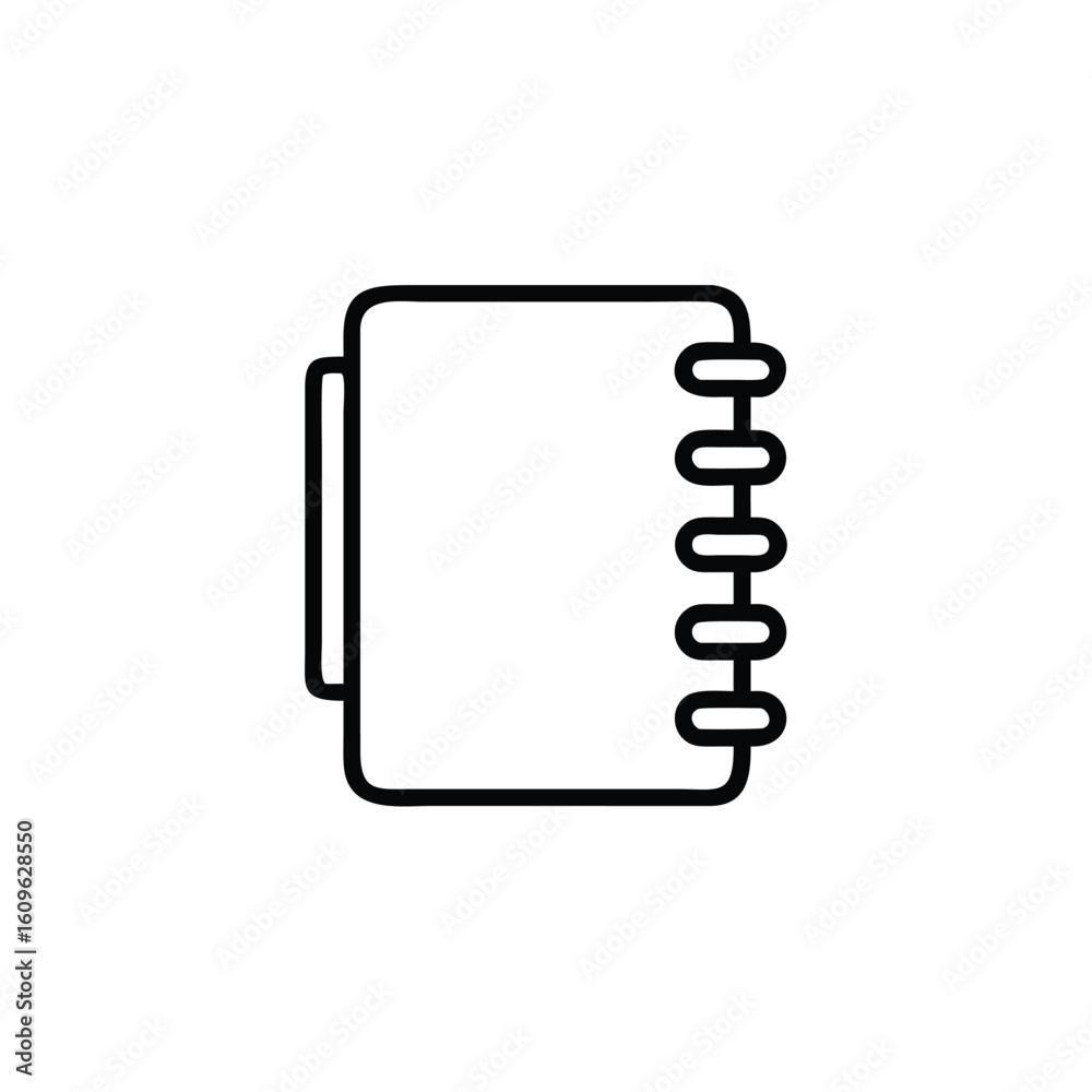 Poster outline icon a spiral bound notebook on binding open