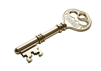 Ornate Golden Key with Success Inscription Detailed Metalwork.