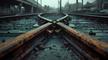 Railway tracks converge transportation infrastructure industry