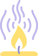 Stylized Burning Candle with Radiating Heat Waves Flat Icon.