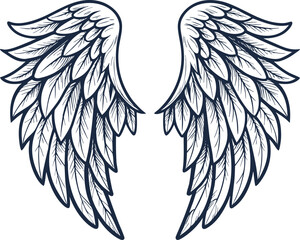Minimalist Angel Wings Line Art Illustration