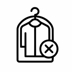 Obraz premium Clothing item on hanger with cancellation symbol in minimalist style 