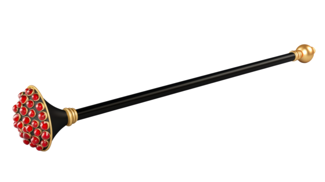 Fun and stylish cane with ornate red decorations for walking support