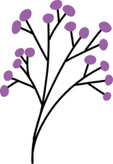 Minimal botanical branch with purple berries