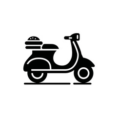 Scooter delivery icon with burger box on rear
