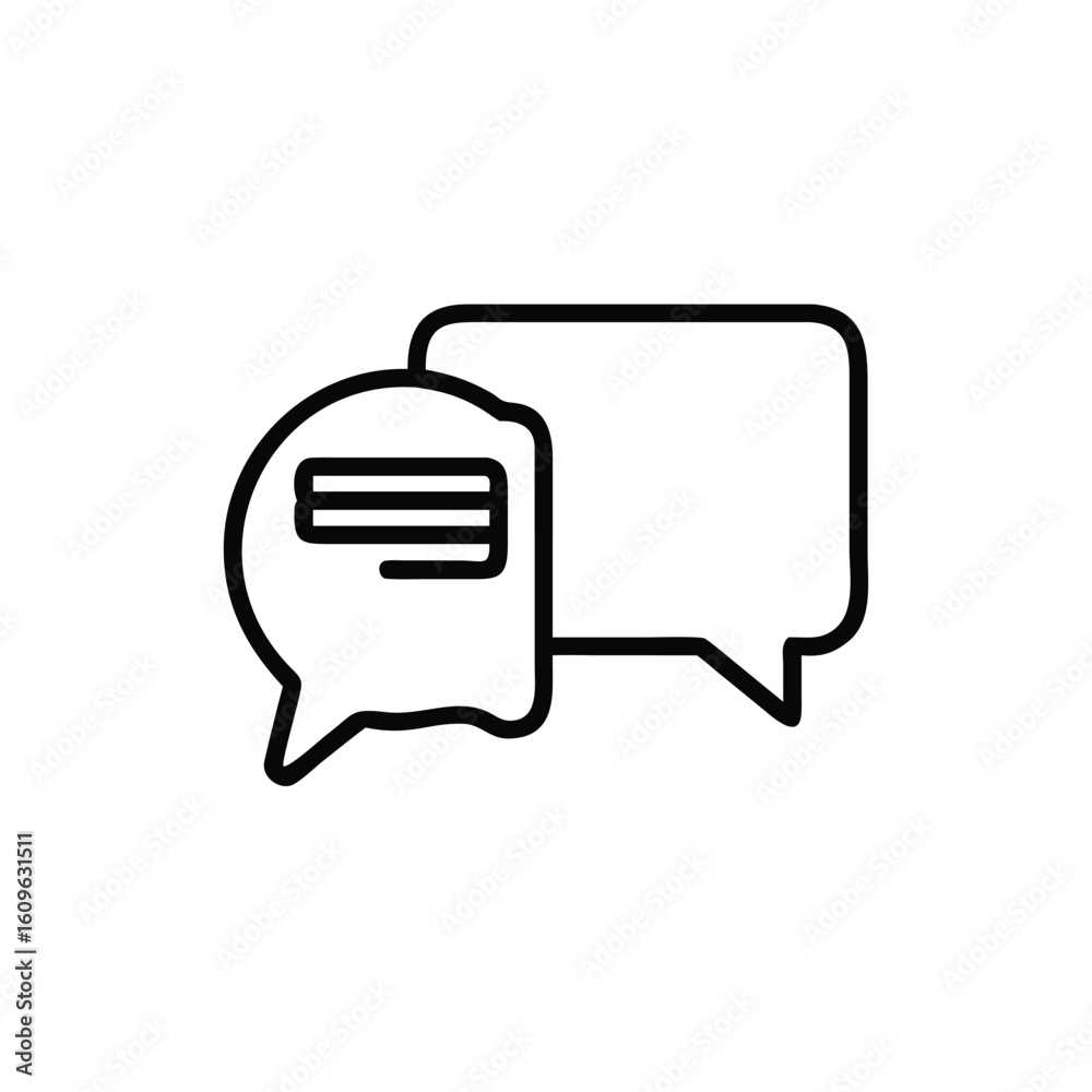 Poster two outline speech bubbles one with text lines message communication