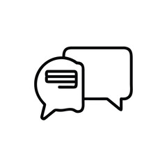 Two outline speech bubbles one with text lines message communication