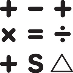 Obraz premium Collection of mathematical and geometric symbols in black on a white background