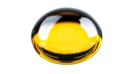Yellow oil droplet with smooth surface and transparent background