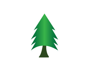 Simple Green Pine Tree Illustration Isolated on White Background, Perfect for Nature, Forest, Camping, Christmas, and Eco-Friendly Themed Vector Designs and Digital Projects

