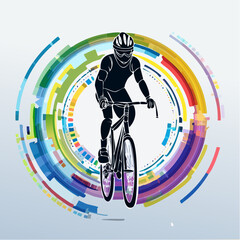 silhouette of a cyclist with vibrant dynamic lines