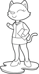 Cat Secretary Note Animal Vector Graphic Art Illustration