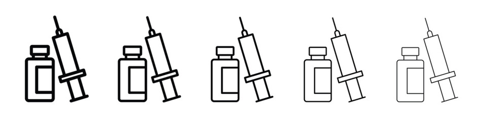 Vaccine vial icon. Thin line icons collection for web ui.