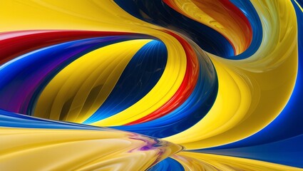 Abstract glassy combination of colorful and yellow gradient wave background