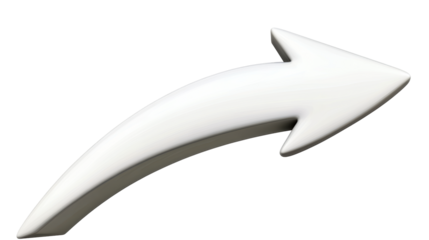 Curved arrow pointing right with transparent background for design
