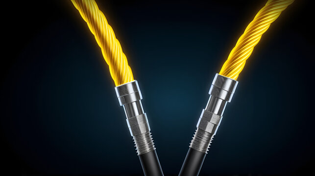 High Voltage Cable Concept for Efficient Electricity Power Transmission with Glowing Fiber Wires and Dark Background