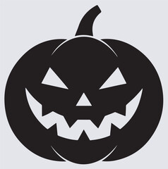 scary pumpkin silhouette vector art illustration, Halloween jack o lantern