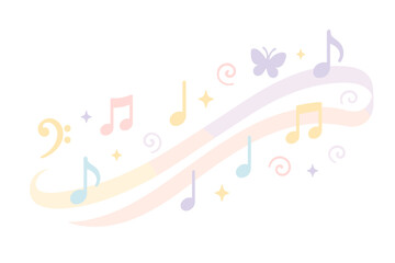 Naklejka premium Whimsical Pastel Music Flow with Swirls and Notes