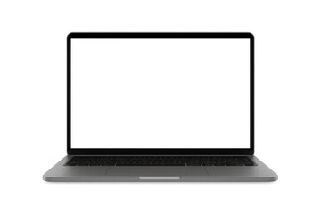 Modern silver laptop showing transparent screen, front view