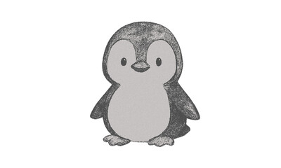 Cute Cartoon Penguin Illustration with Halftone Effect on transparent background 