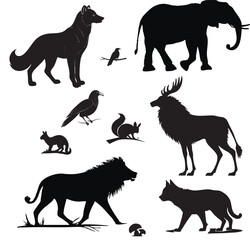 Obraz premium set of silhouettes of animals