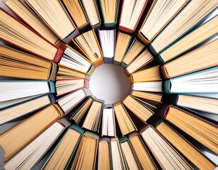 Books arranged in a circle