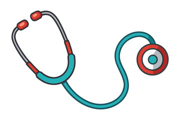 Cartoon Stethoscope Medical Tool for Healthcare with Ear Pieces and a Chest Piece Connected by a Flexible Tube for Auscultation