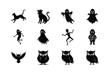 Naklejka premium Set of Halloween bat silhouettes perfect for vector designs Vector illustration 