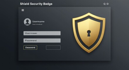 UI login screen with shield icon and input fields