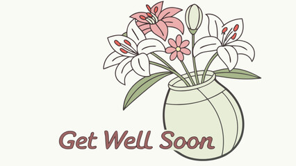 Get well soon flower bouquet lily daisy vase floral arrangement sympathy card hope healing recovery gift idea
