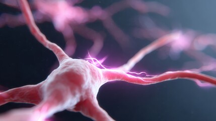 Abstract background of glowing neurological pathways in a human brain, complex thought. Neuroscience, conceptual.