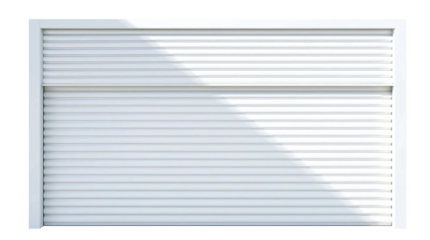 White garage roller shutter isolated on transparent background